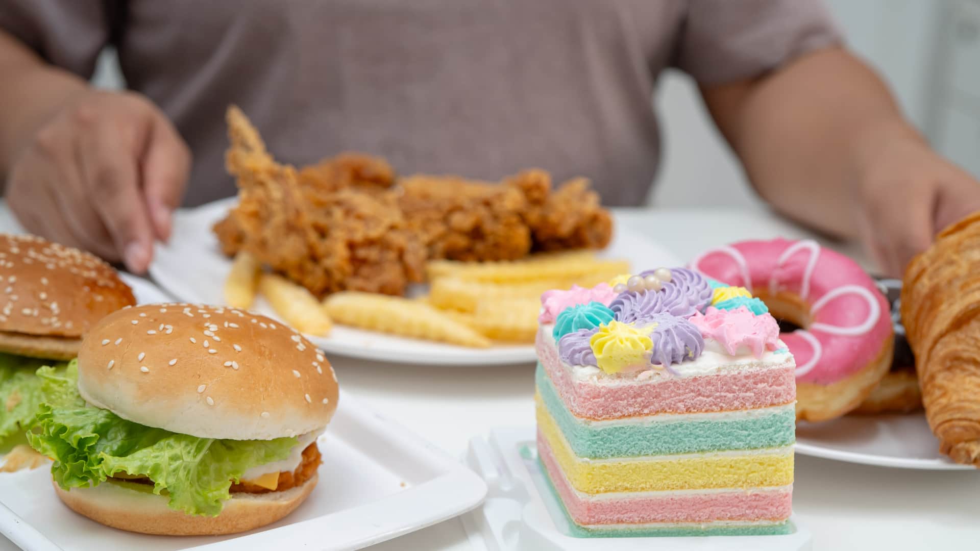 A table full of fast food