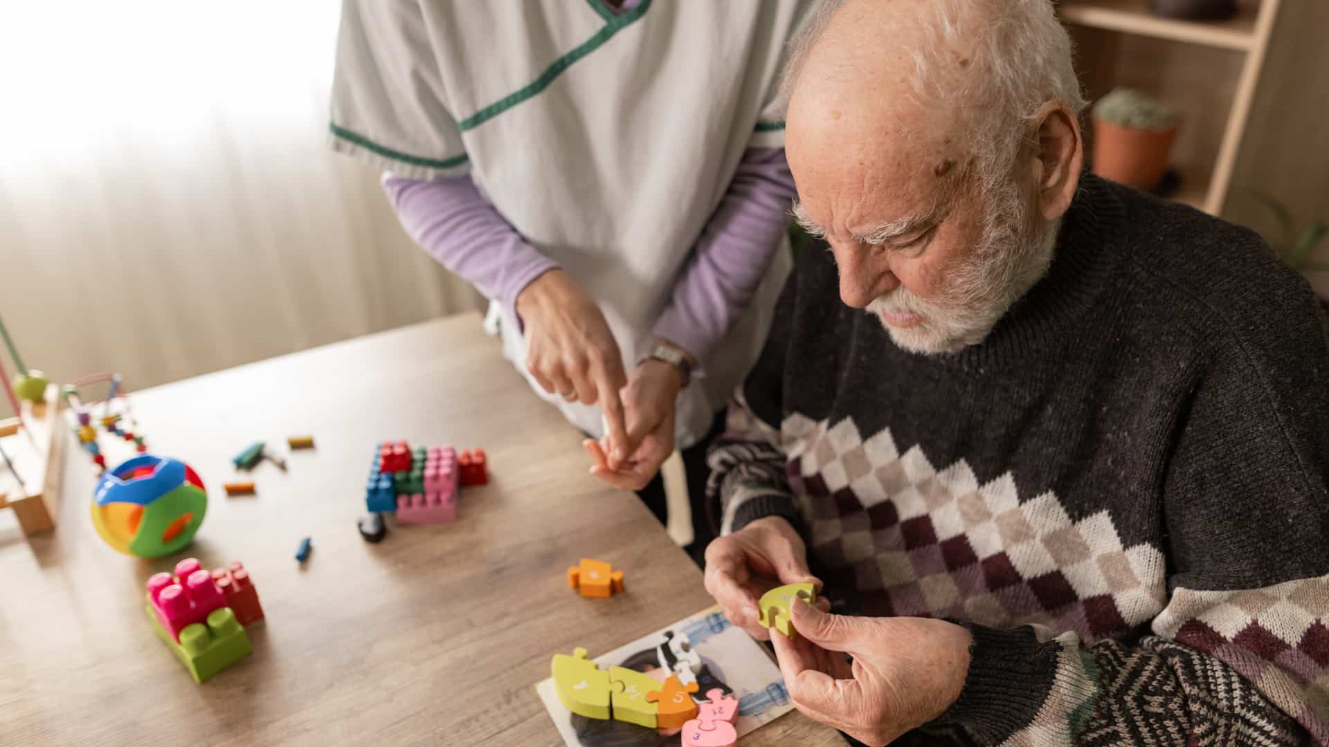 Senior doing a puzzle