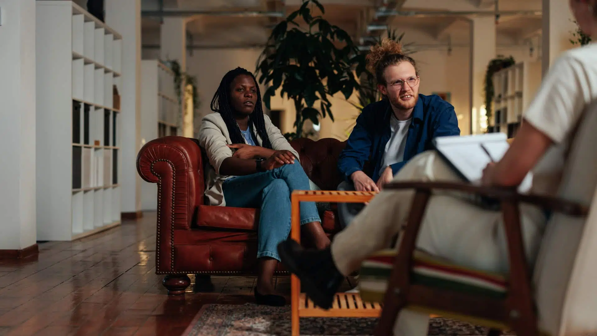 Couple taking to a therapist with psychiatrist in sugarland