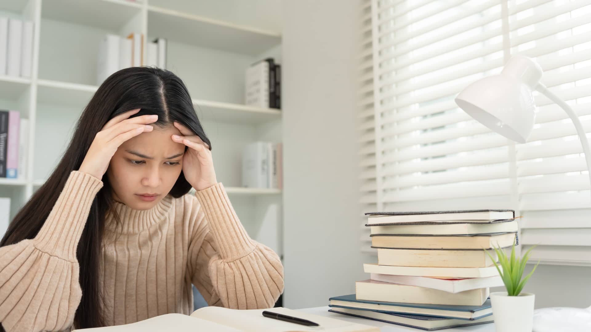 A student stressed about woiork shows having Anxiety disorder