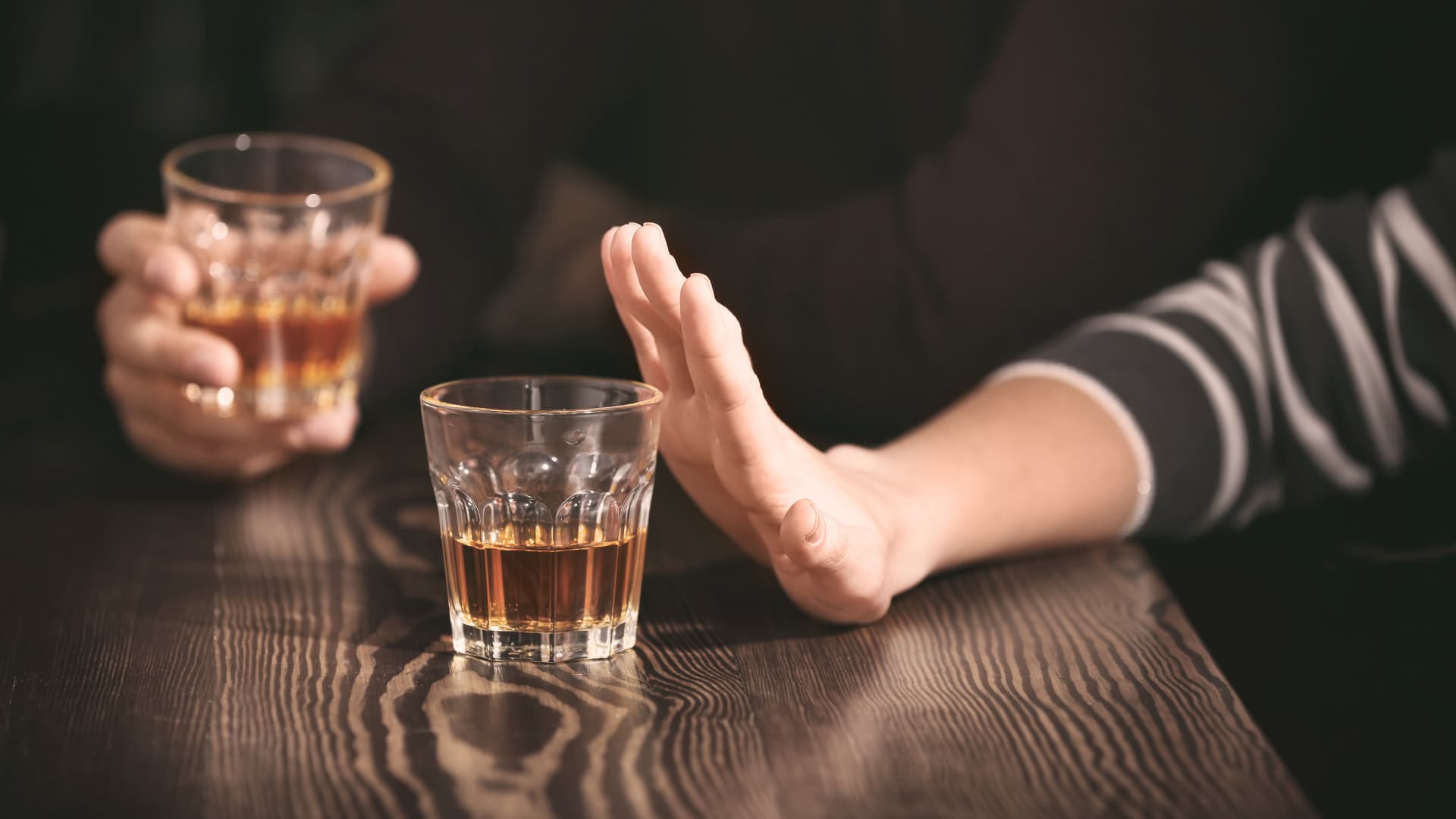 hand avoiding Alcohol for daily healthy habits that can reduce risk of depression